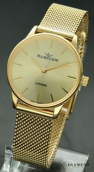 Zegarek damski Rubicon złoty z szafirowym szkłem RNBE35 (2).jpg